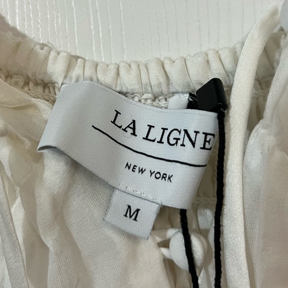 NWT LA LIGNE Josie Cotton Silk blend Midi Dress In Ivory Medium - Picture 5 of 10